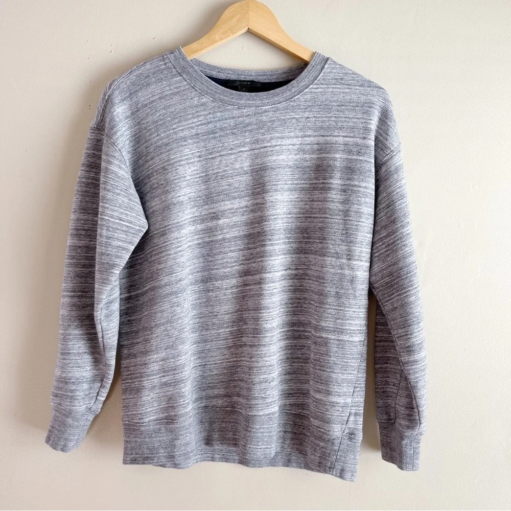 J.Crew Fleece-Lined Crewneck Sweatshirt in Heather Grey‎ Marble, Size XS